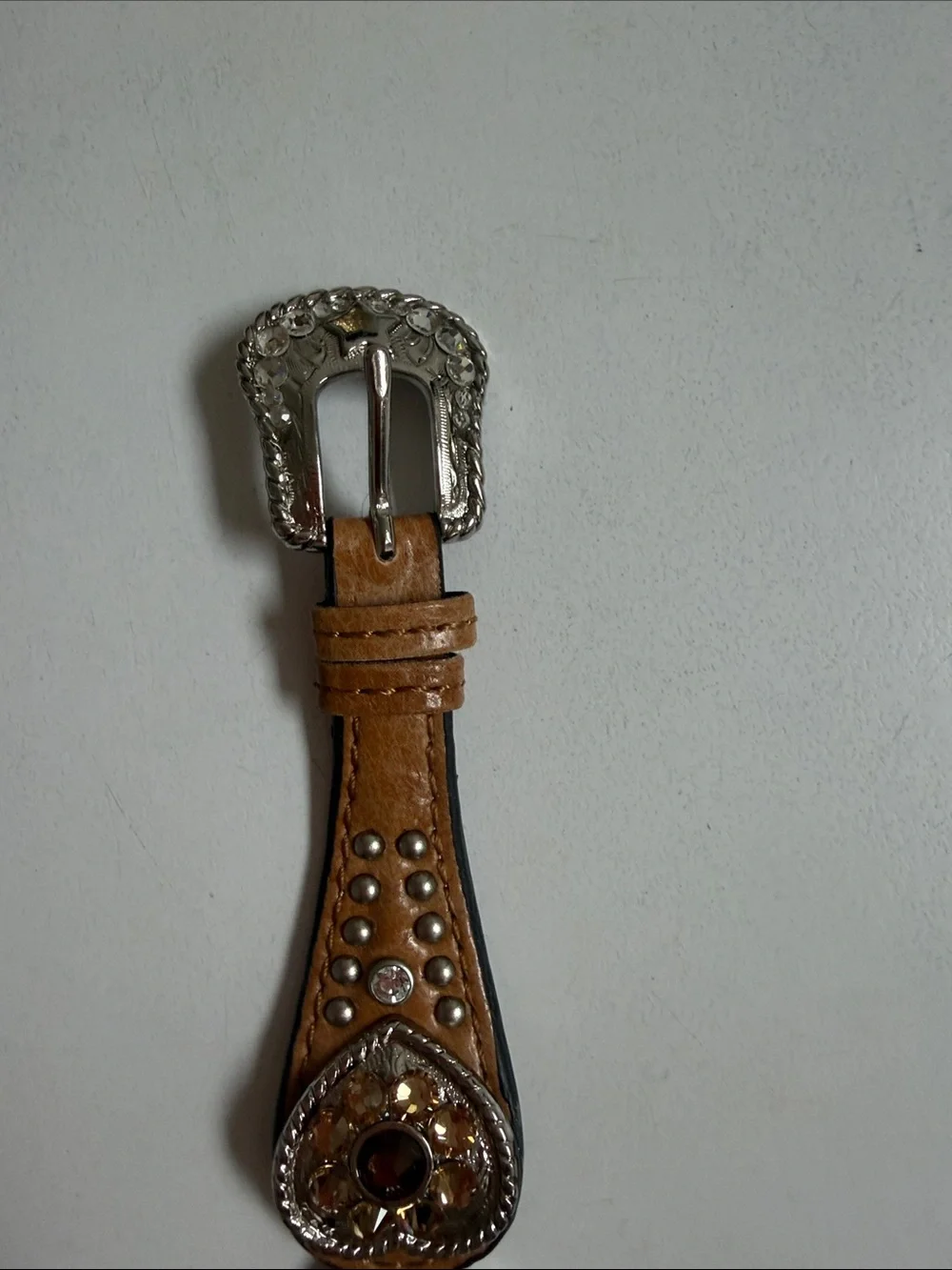Source Unknown Brown Leather Wristwatch  Silver-Tone Floral Bezel needs battery